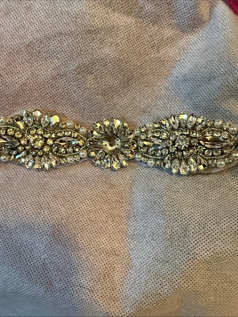 Crystal-Embellished Silver Sash